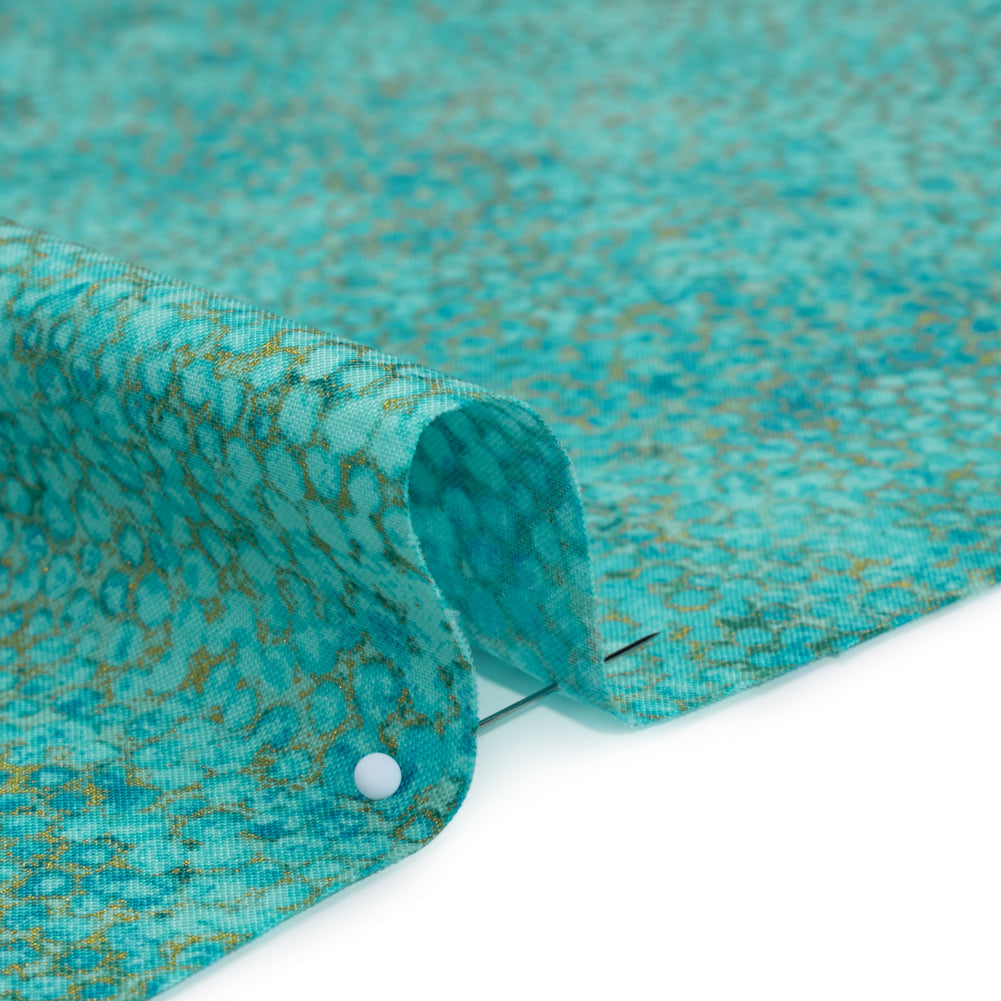 Metallic Printed Quilting Cotton by Northcott - Lagoon Pebbles - Shimmer Collection