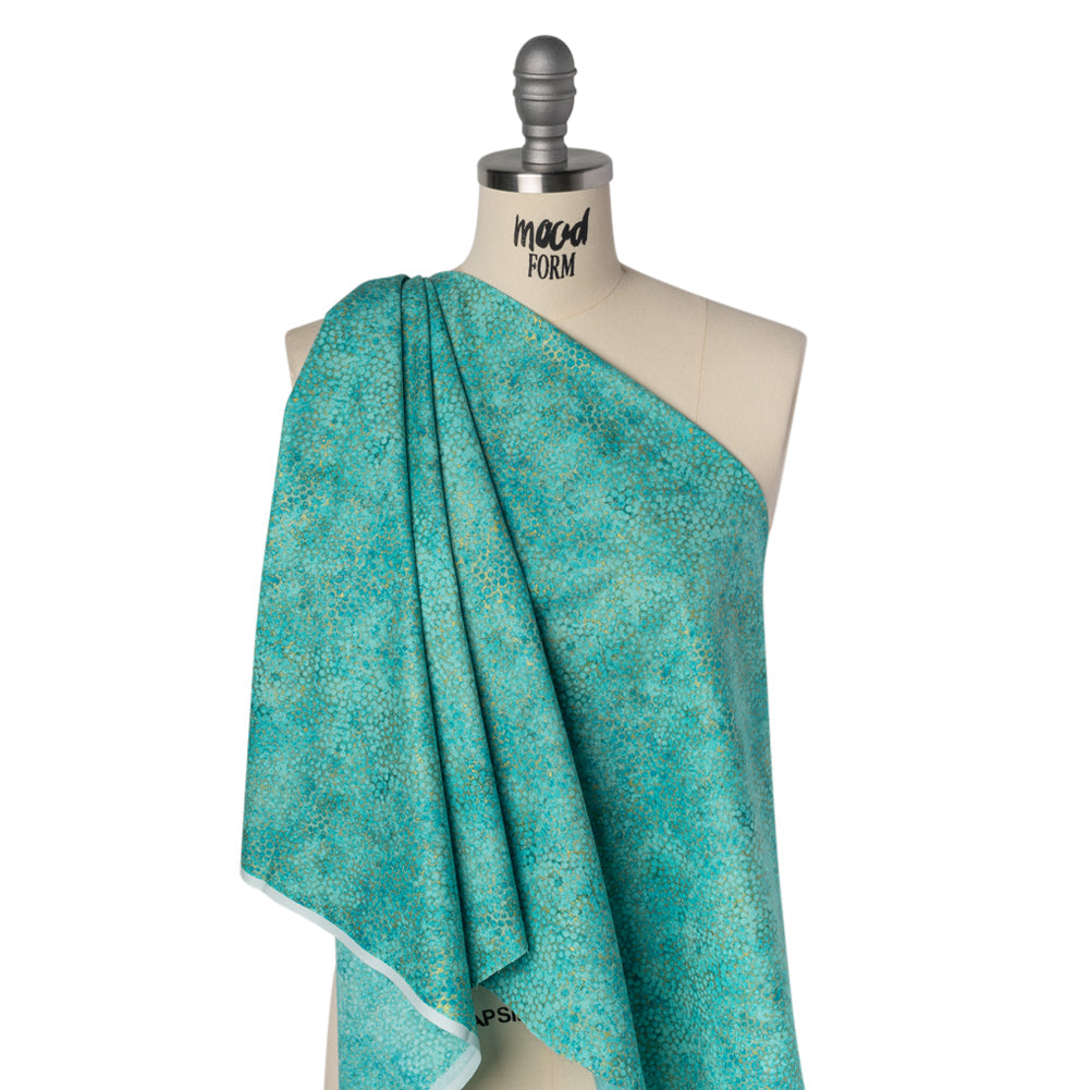 Metallic Printed Quilting Cotton by Northcott - Lagoon Pebbles - Shimmer Collection
