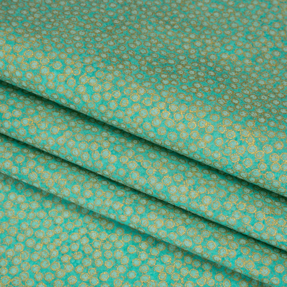 Metallic Printed Quilting Cotton by Northcott - Lagoon Tiny Dots - Shimmer Collection