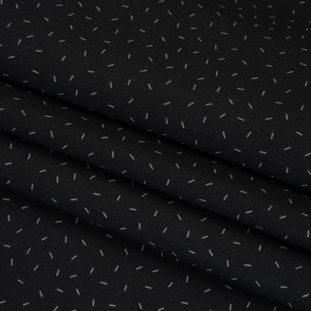 Printed Quilting Cotton by Ghazal Razavi for FIGO Studio - Black and Gray Dashes - Dusk Collection