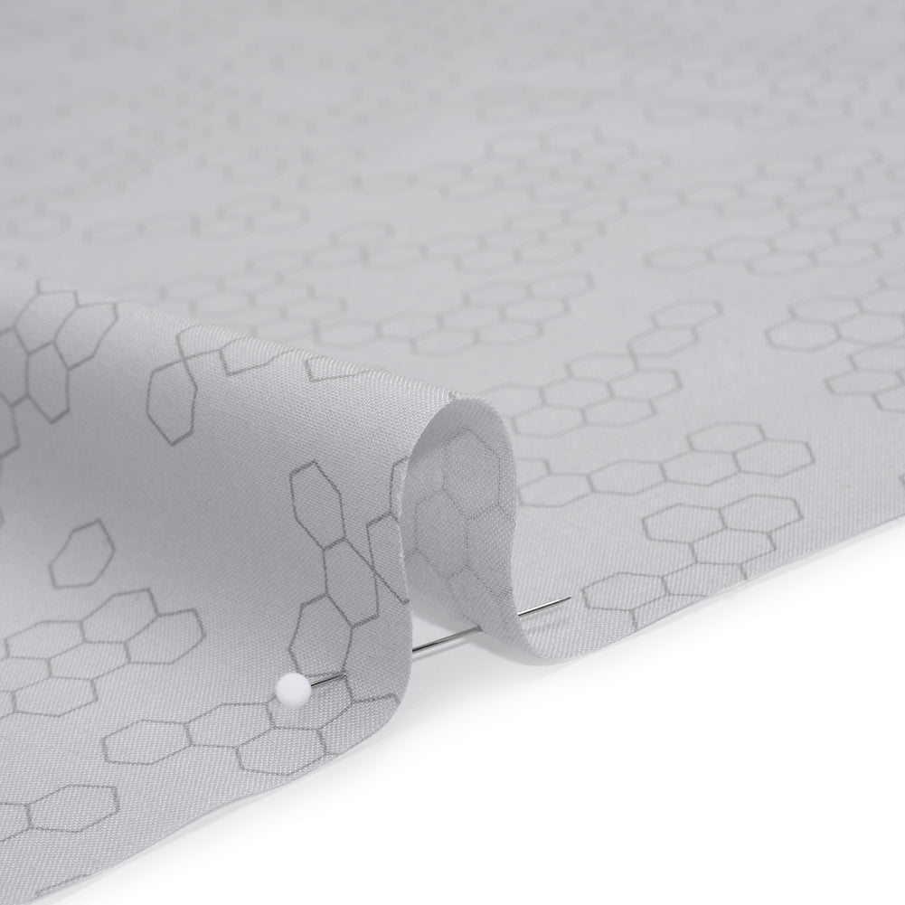 Printed Quilting Cotton by Ghazal Razavi for FIGO Studio - Gray on Gray Hexies - Dewfall Collection