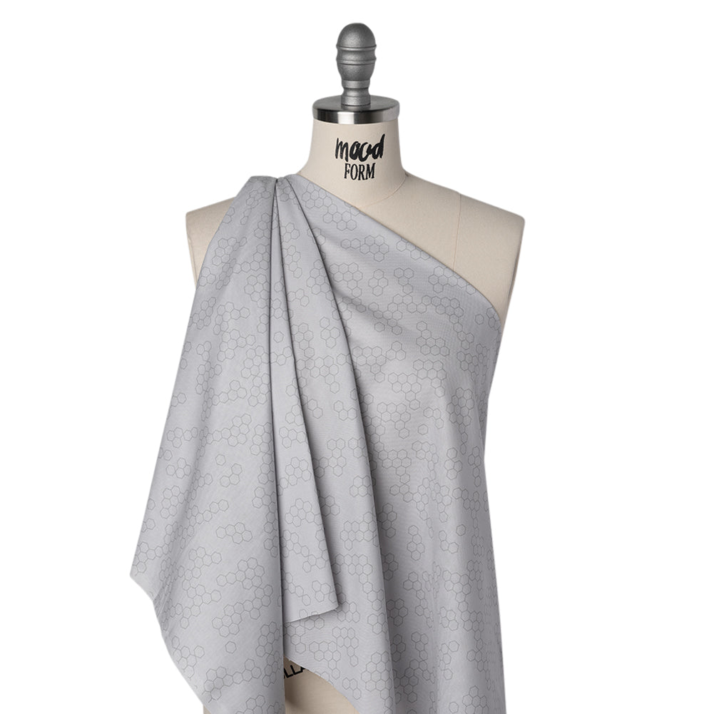 Printed Quilting Cotton by Ghazal Razavi for FIGO Studio - Gray on Gray Hexies - Dewfall Collection