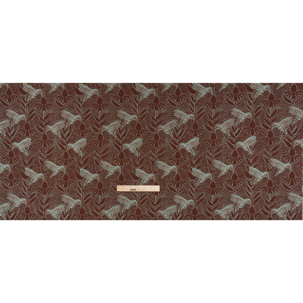 Printed Quilting Cotton by Anna Maria Textiles for Northcott - Patina Hummingbirds and Coneflowers - Indelible Ink Collection