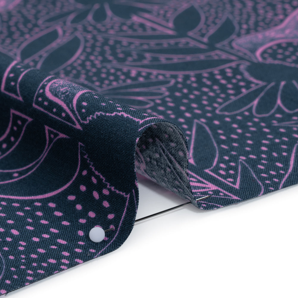 Printed Quilting Cotton by Anna Maria Textiles for Northcott - Navy Hummingbirds and Coneflowers - Indelible Ink Collection
