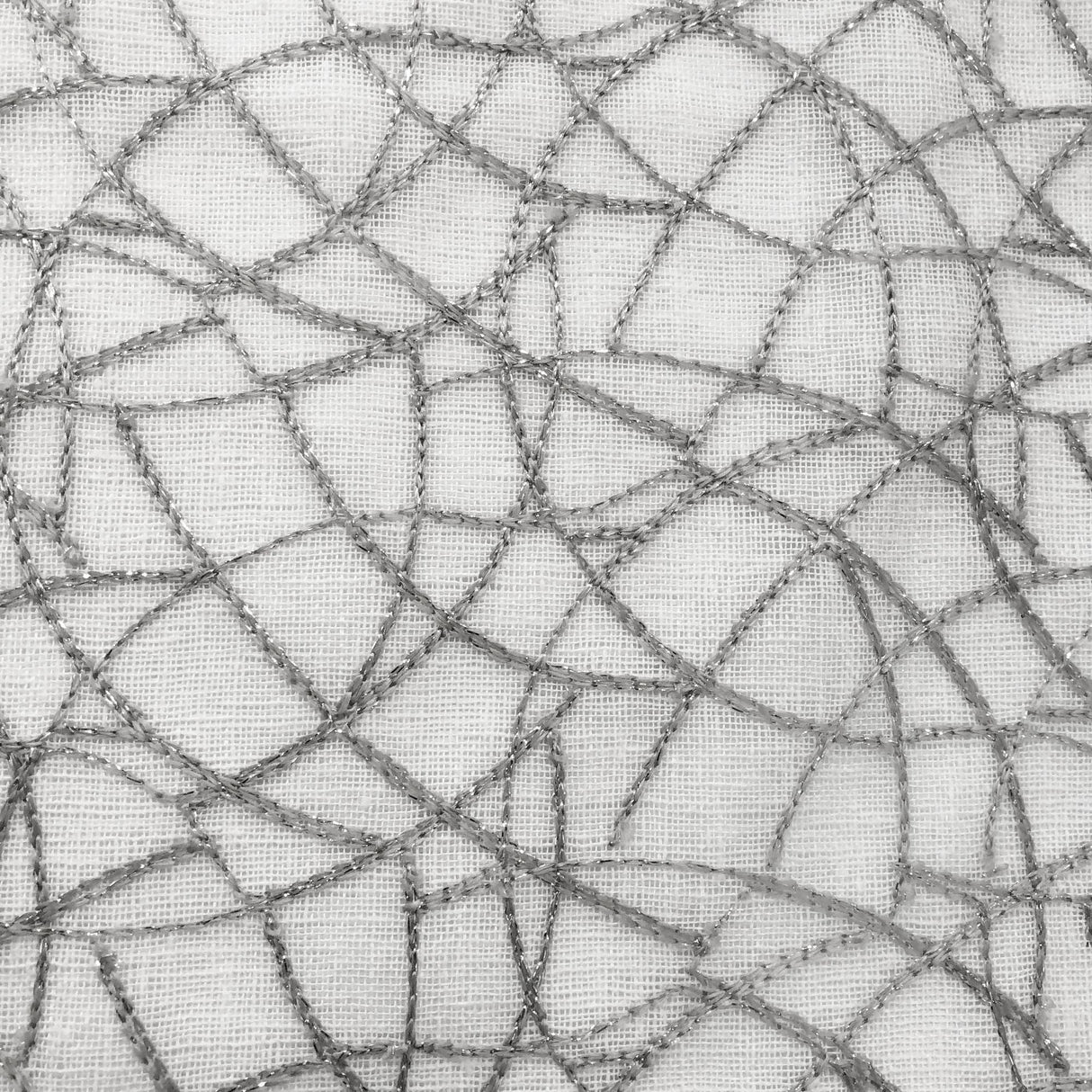 Neptune Fabric Polyester Fabric - Embroidered Metallic Swirl Sheer, 58" Width (1 Yard)