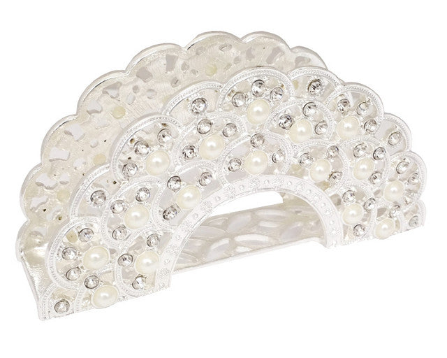 Silver Wedding Napkin Holder with Pearls 5.75 Inch
