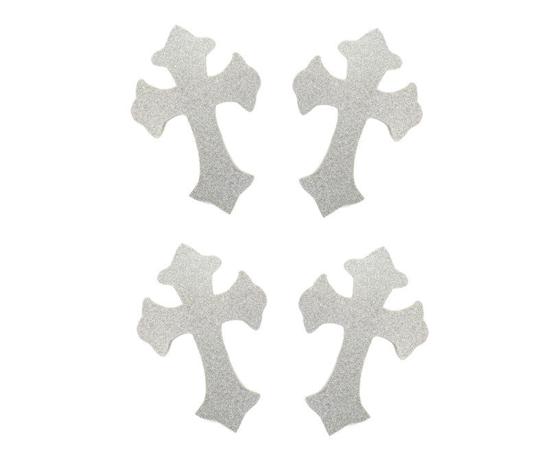 11" x 7.5" Silver Decorative Glitter Foam Cross Cutouts - Pack of 12