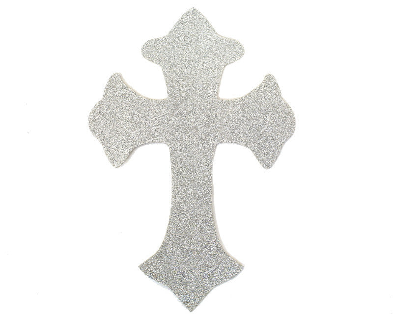 11" x 7.5" Silver Decorative Glitter Foam Cross Cutouts - Pack of 12
