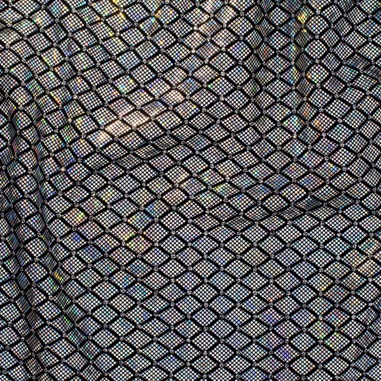 Nylon Spandex Diamond Flocking Hologram Fabric