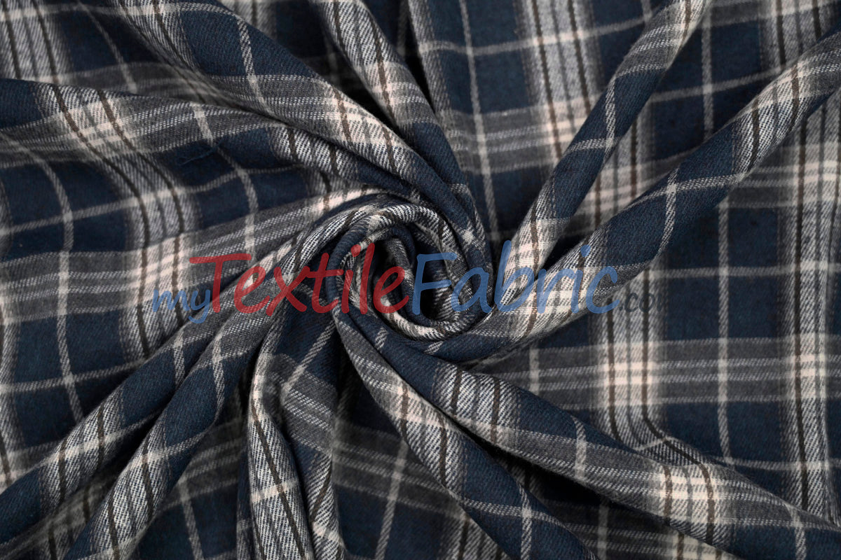 Plaid Flannel Fabric - 80 Percent Polyester 20 Percent Cotton, Plaid Pattern, 7 Oz, Soft Brushed Cotton Face (1 Yard)