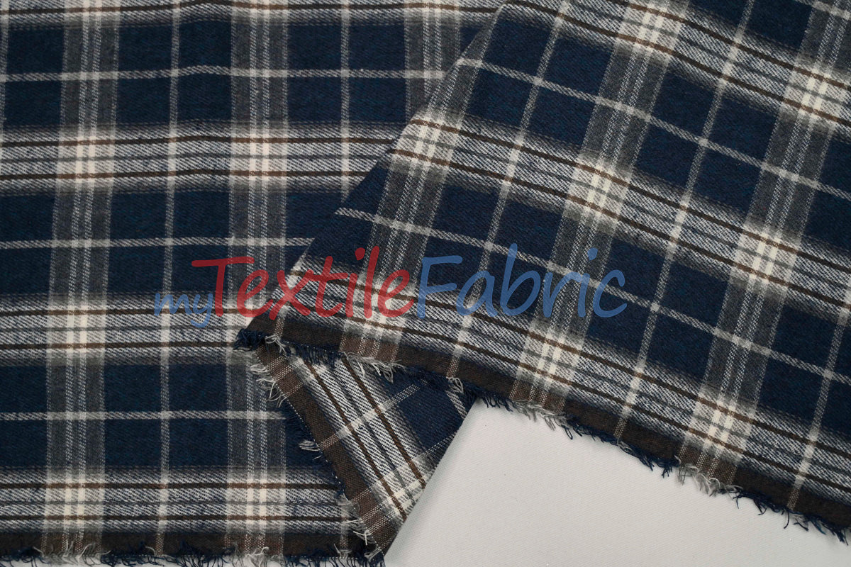 Plaid Flannel Fabric - 80 Percent Polyester 20 Percent Cotton, Plaid Pattern, 7 Oz, Soft Brushed Cotton Face (1 Yard)
