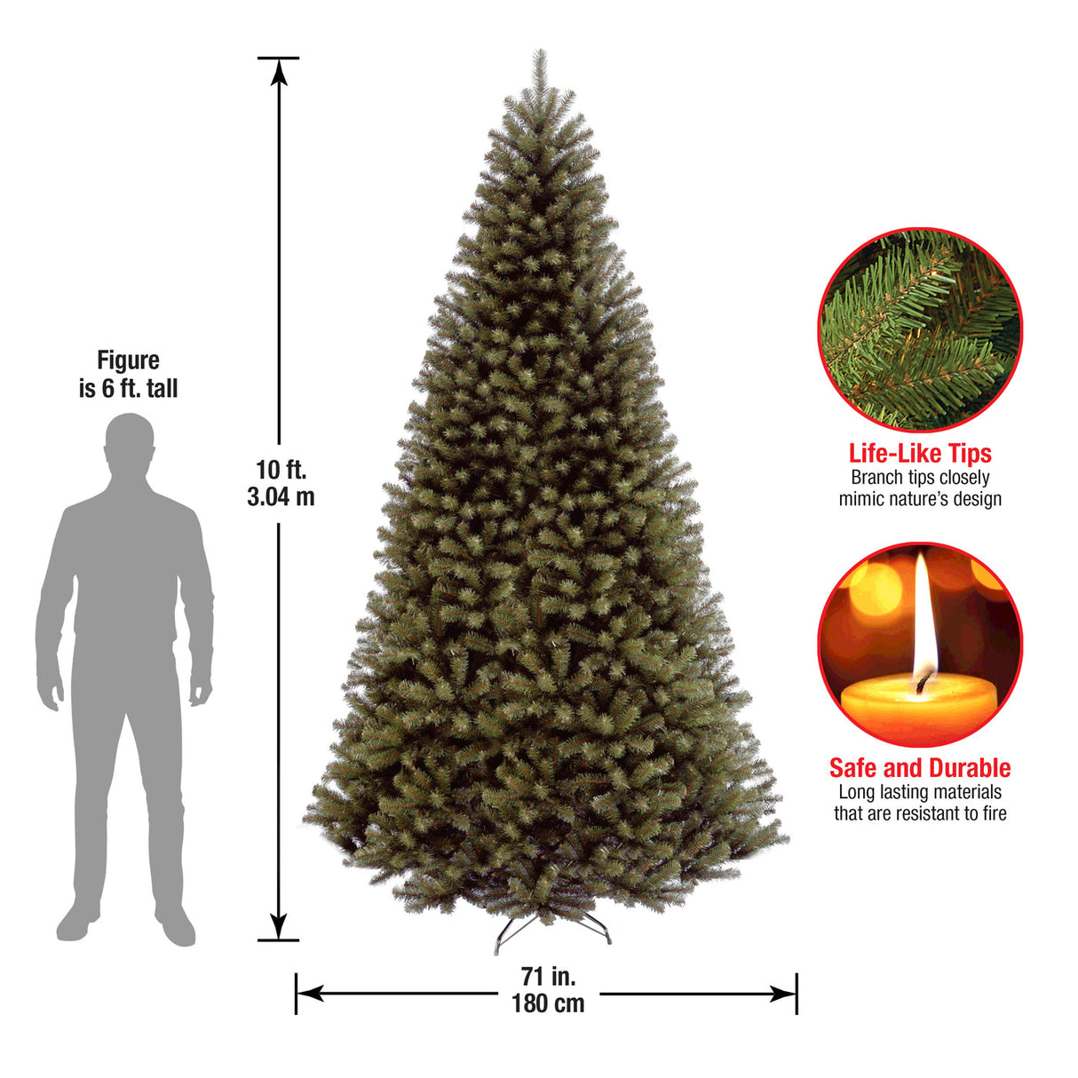 10ft North Valley Spruce Artificial Christmas Tree with Full Branch Design