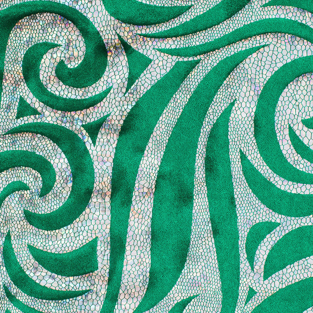 Nylon Spandex Paisley Foggy Foil Fabric