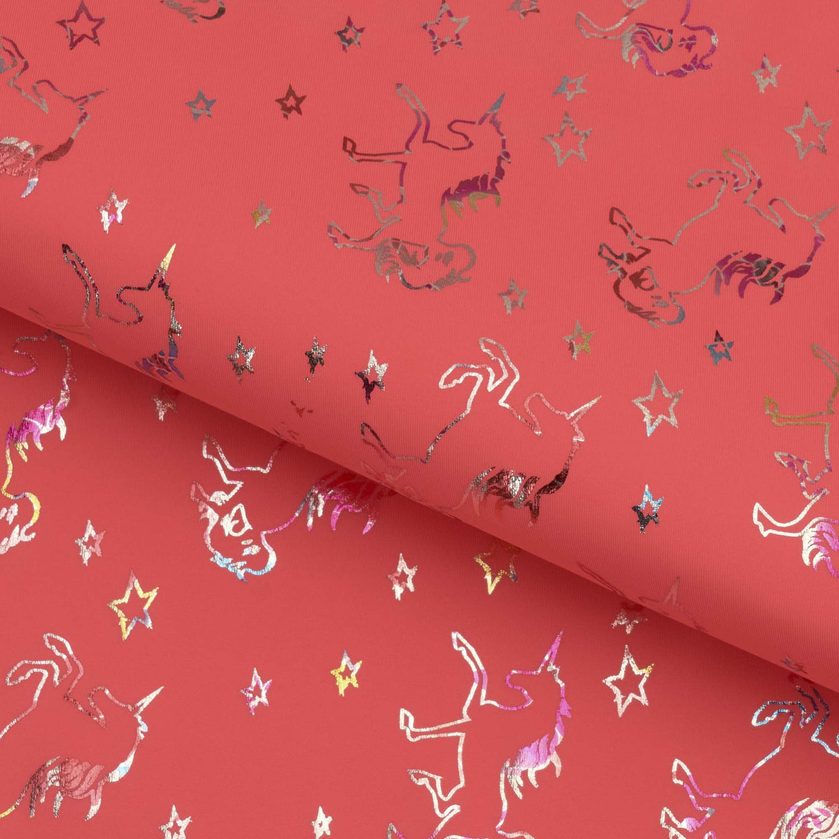 Printed Spandex Unicorns Foil Pink