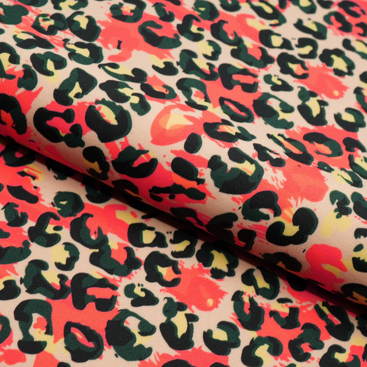 Printed Spandex Fabric Brown Pink Leopard