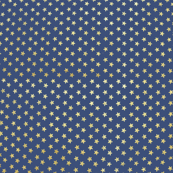 Gold Stars On Navy Foiled Nylon Spandex Fabric - Navy Gold Stars, 55/56" Width (1 Yard)