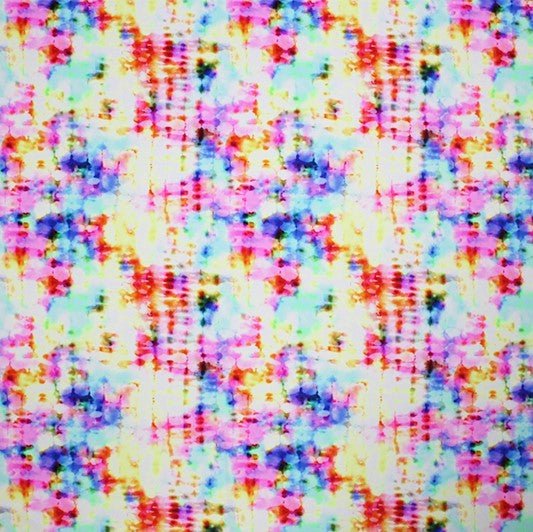Abstract Rainbow Printed Nylon Spandex Fabric - Rainbow Abstract Print, 55/56" Width (1 Yard)