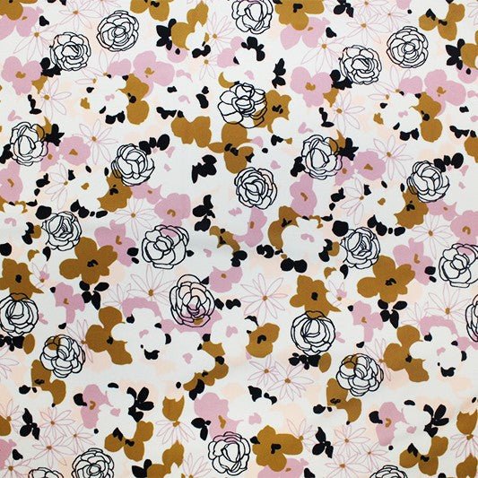 Floral Printed Spandex Black