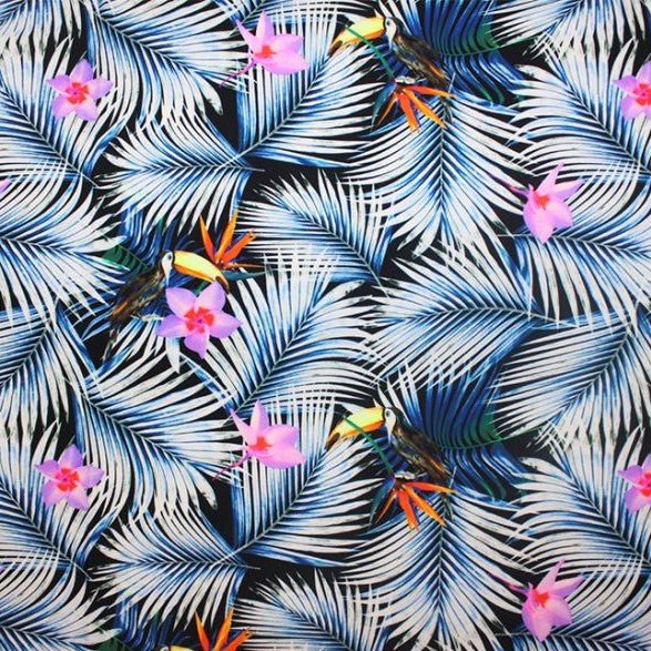 Printed Spandex Toucans on Palms