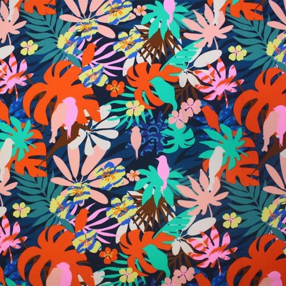 Printed Spandex Tropical Birds