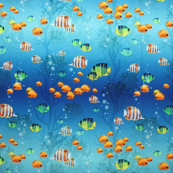 Printed Spandex Aquarium Blue