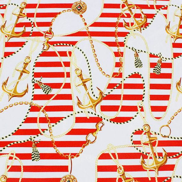 Printed Spandex Anchors and Nautical Stripes