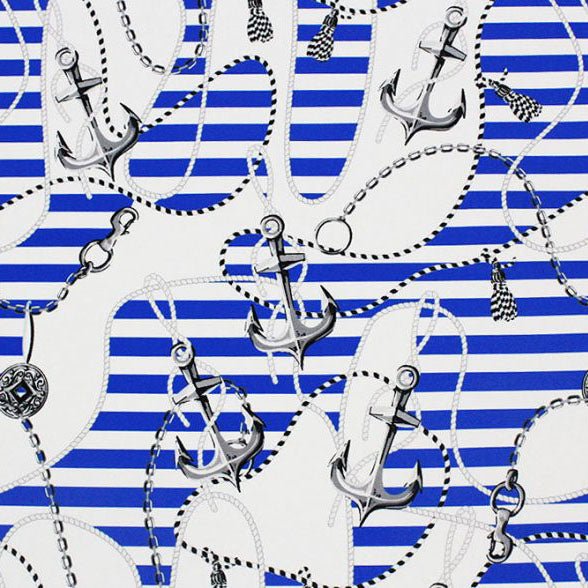 Printed Spandex Anchors and Nautical Stripes