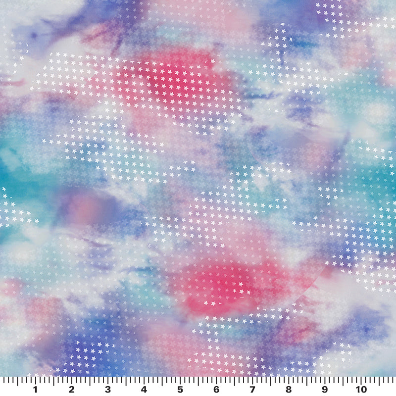Star Spangled Tie Dye Nylon Spandex Fabric - Blue, Tie Dye Print, 55/56" Width (1 Yard)