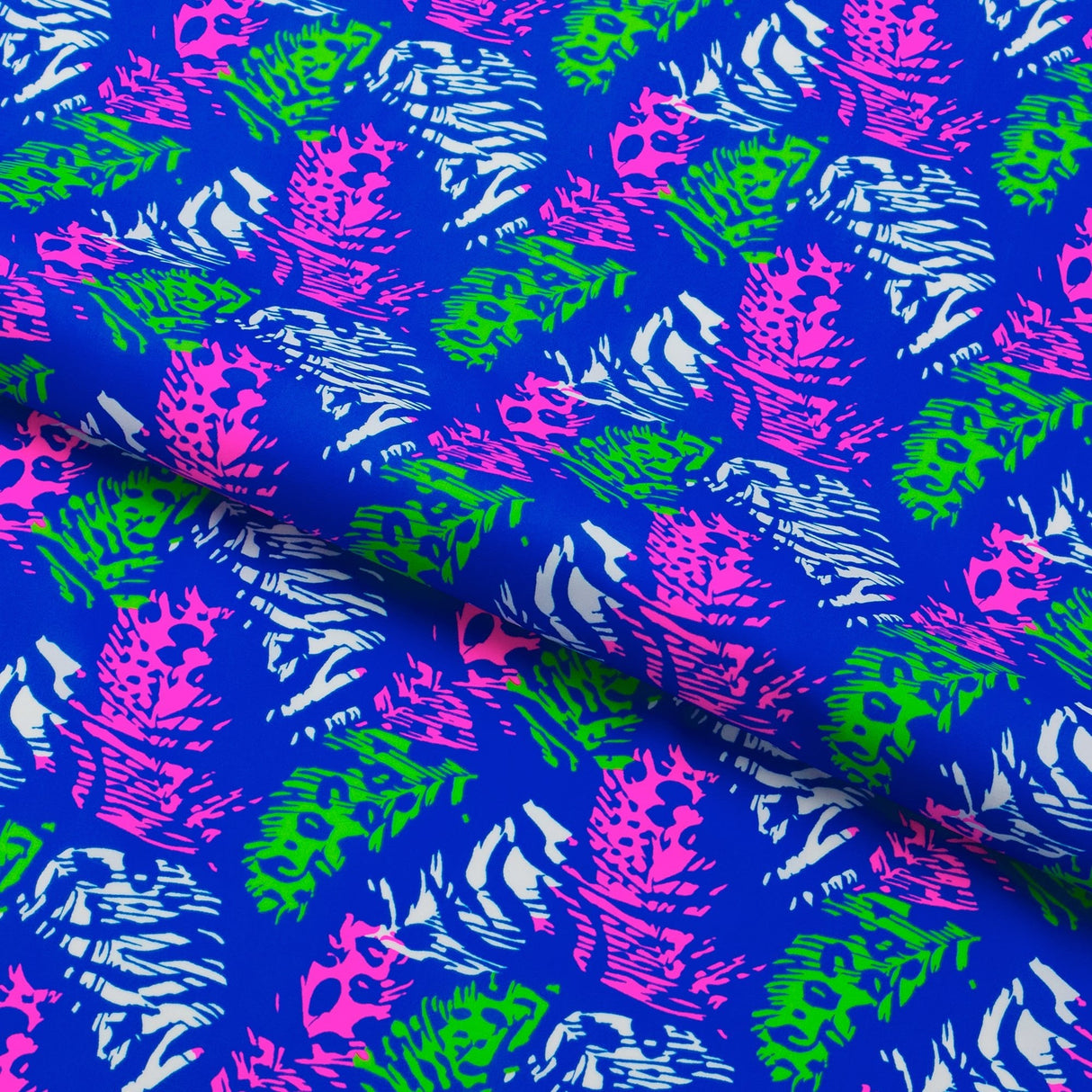 Printed Spandex Jungle Feathers Multicolor