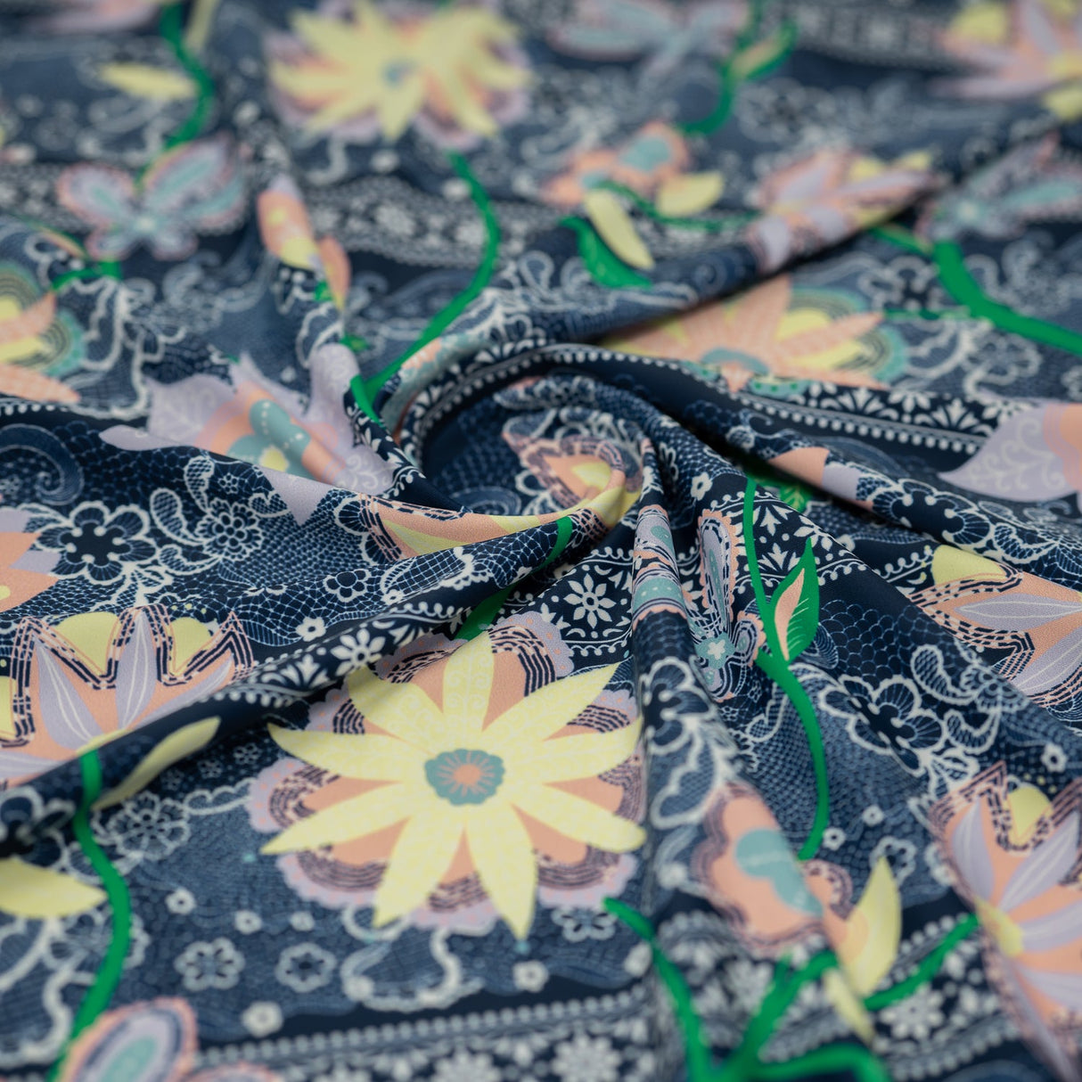 Printed Spandex Chantilly Floral Lace