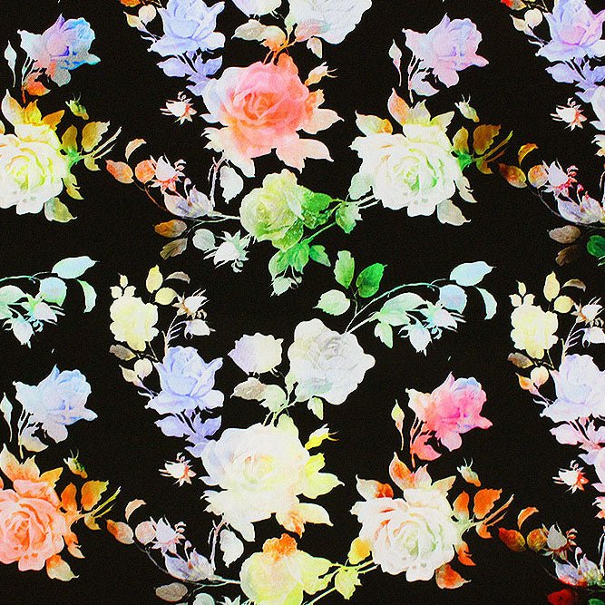 Printed Spandex Watercolor Tie Dye Roses