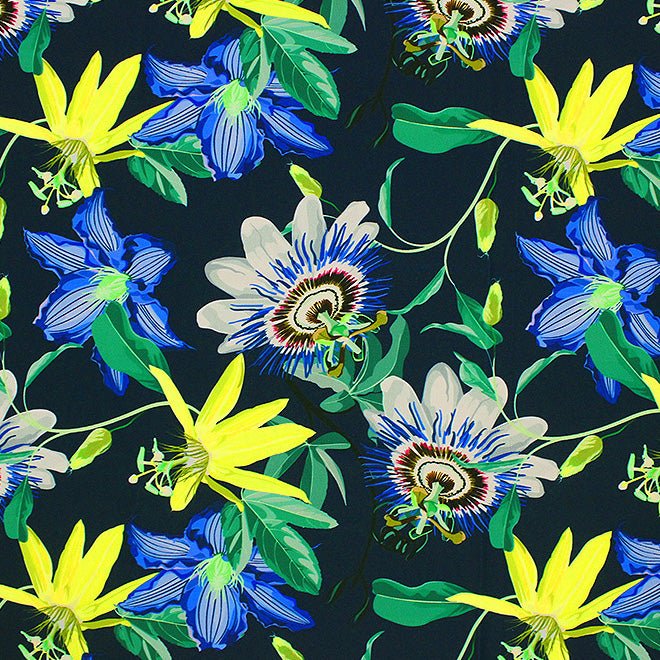 Printed Spandex Fabric Underwater Flowers Multicolor