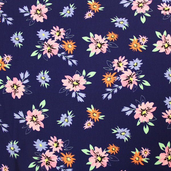 Printed Spandex Daisy Navy Pink