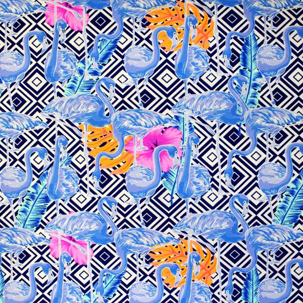 Printed Spandex Flamingo Multi Geometric