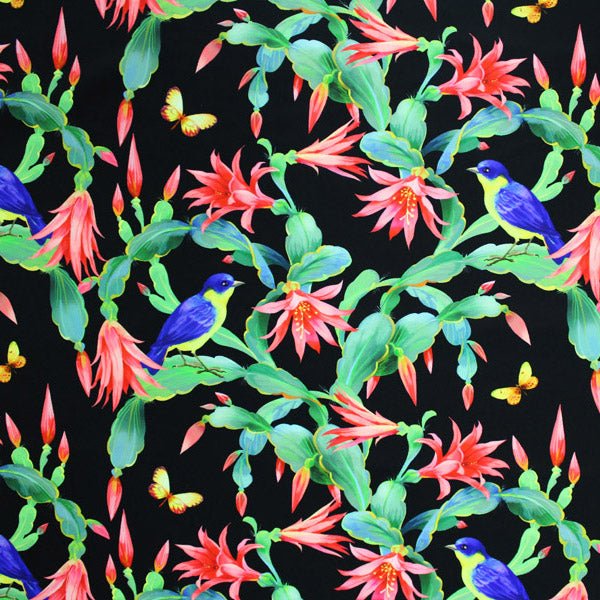 Printed Spandex Hummingbirds and Cacti