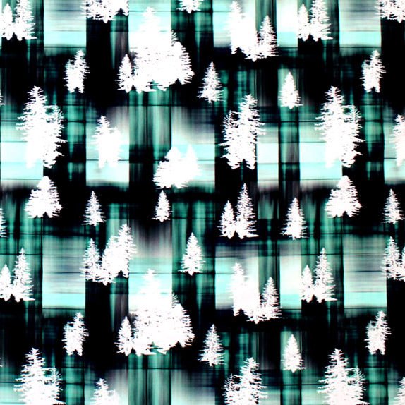 Printed Spandex Pine Forest Mint Black