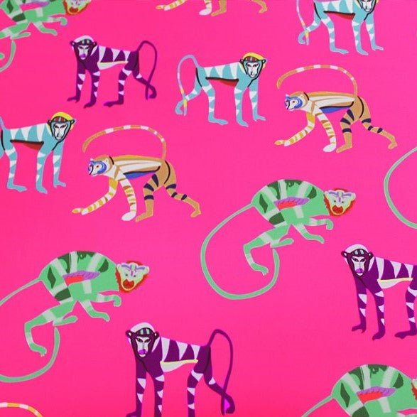 Printed Spandex Pink Monkey 4-Way Stretch