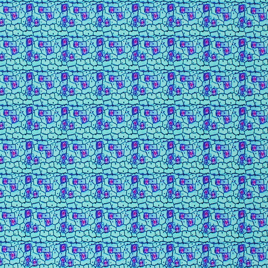 Aquatic Abstract Cells Printed Nylon Spandex Fabric - Blue Abstract Cells, 55/56" Width (1 Yard)