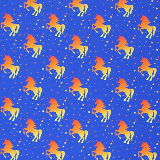Printed Spandex Unicorns Yellow Orange