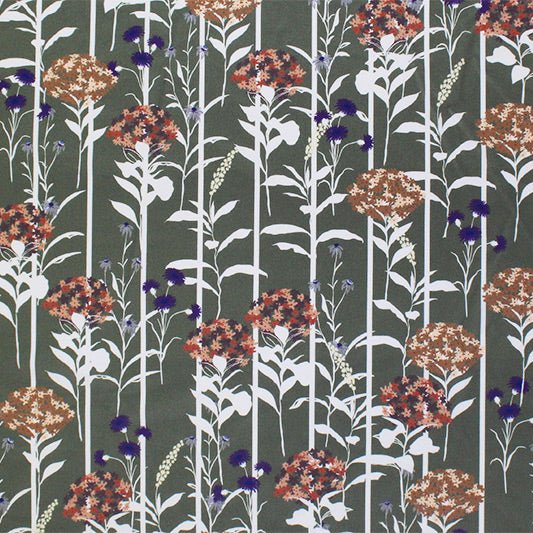 Autumn Silhouettes Printed Nylon Spandex Fabric - Blue Silhouettes Print, 55/56" Width (1 Yard)