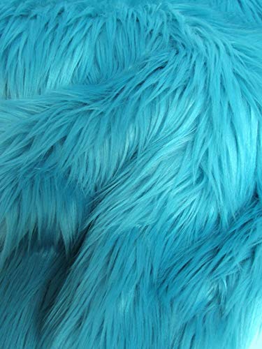 Turquoise UV Reactive Solid Shaggy Faux Fur Fabric