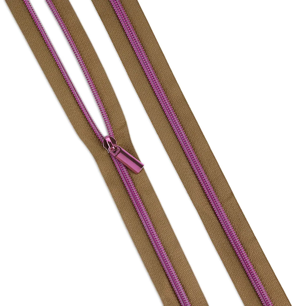 Nylon Coil Zipper by the Yard Natural #5 Tula Pink 3 Yards 9 Pulls Tan Pink