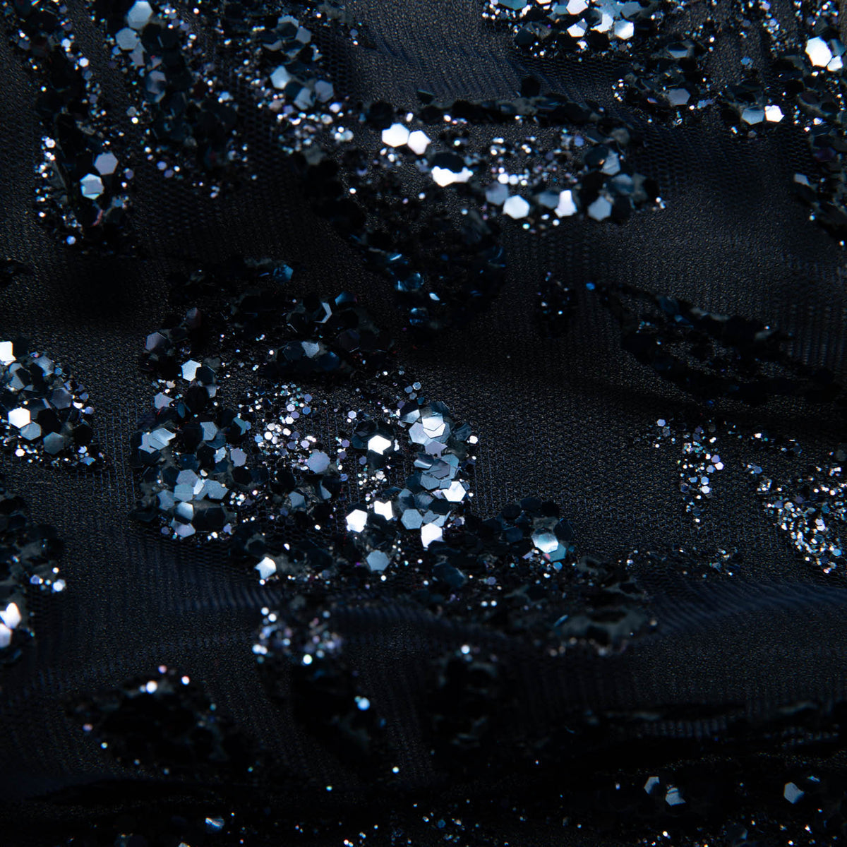 1 Yard Tulle Lace Fabric with Glitter Floral Design, 58" Wide