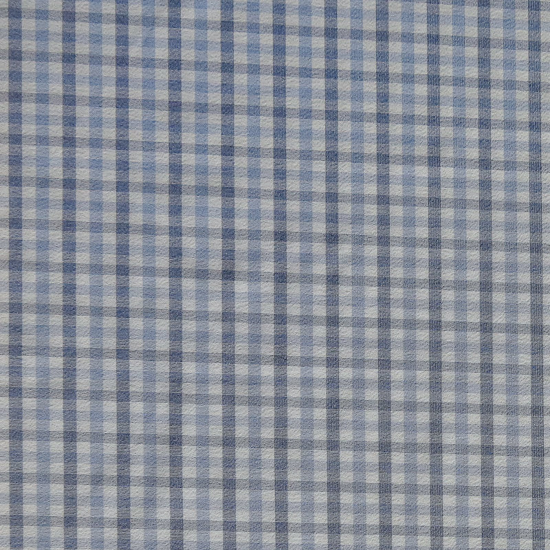 Stretch Woven Navy and Blue Gingham Fabric