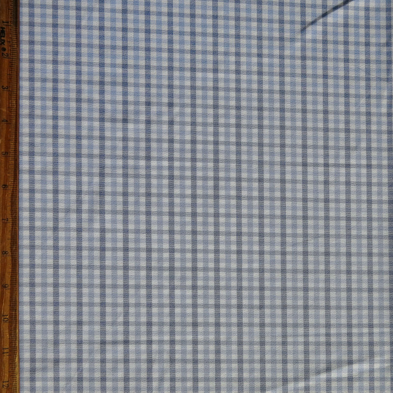 Stretch Woven Navy and Blue Gingham Fabric