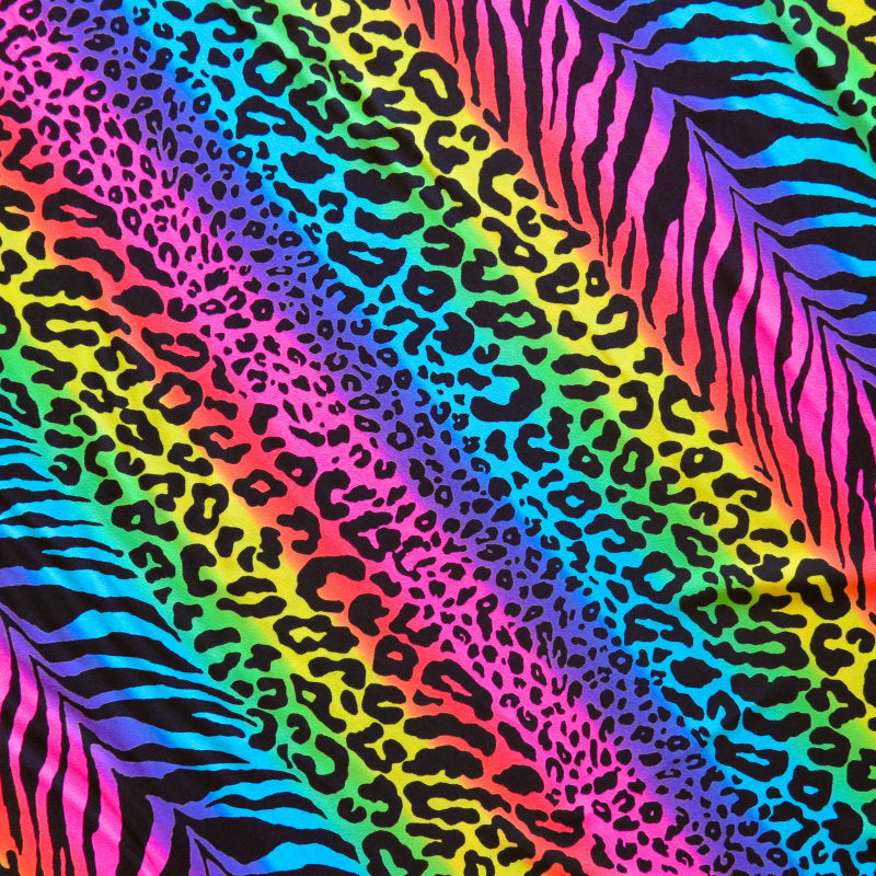 Swim Knit Poly Spandex Neon Zepard Diagonal Stripe