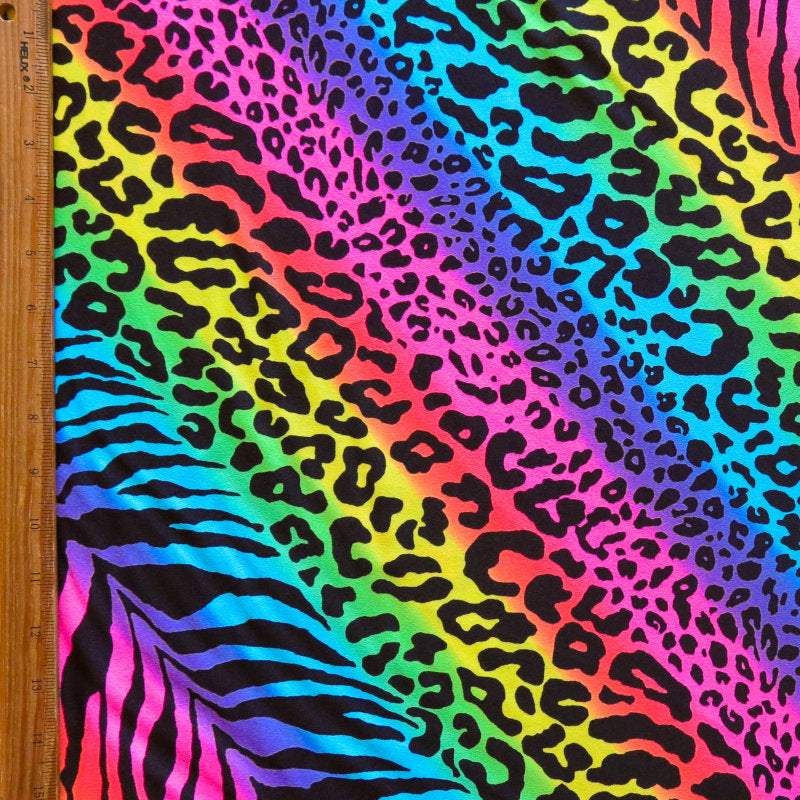 Swim Knit Poly Spandex Neon Zepard Diagonal Stripe