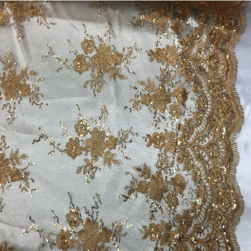 Sequin Lace Fabric With Embroideries On Mesh VT-011 - Baby Blue, Blush Peach, Burgundy, Dk Gold, Dusty Rose, Ivory, Lilac, Mauve, Navy, Pink, Red, Royal Blue, White, Yellow