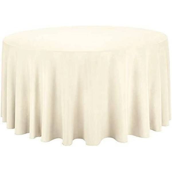 120" Round White Polyester Fabric - Wrinkle-Resistant, Reusable, Round Tablecloth