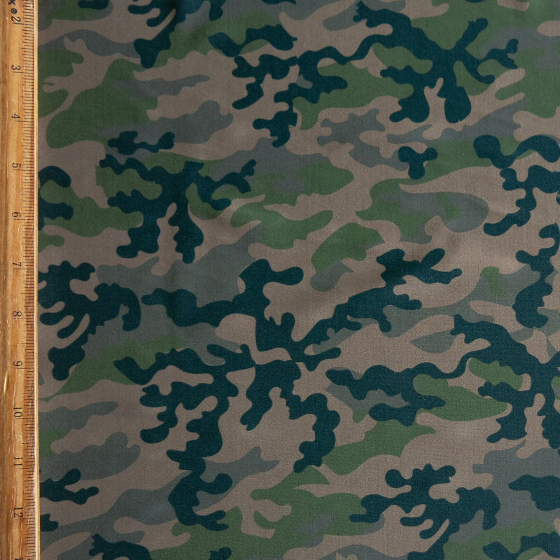 Swim Knit Nylon Spandex Camo Green 4-Way Stretch